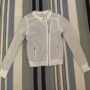 Linen and faux leather moto-style jacket